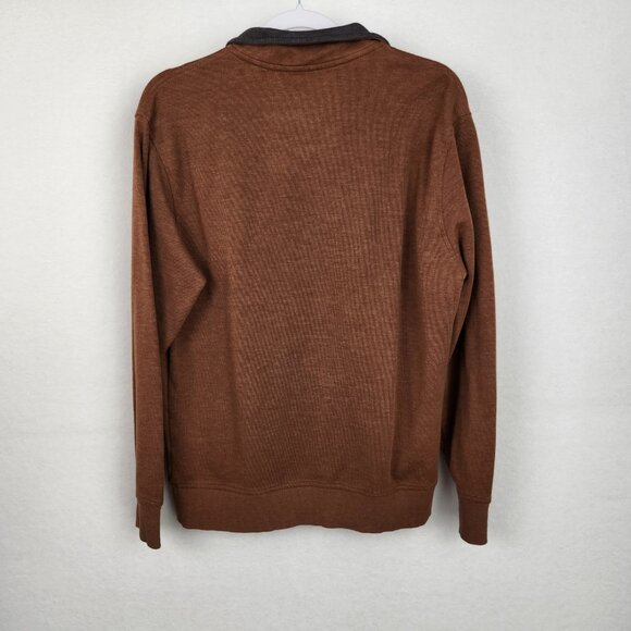 Van Heusen Men's Quarter Zip Pullover Shirt Size M Brown - Excellent Condition - Picture 2 of 8